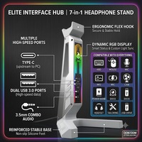 Support de casque de jeu créatif OEM ODM avec hub USB-C 2 ports et prise jack 3,5 mm