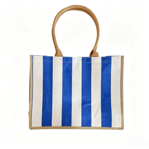 <span class=keywords><strong>Bolsa</strong></span> de Compras de Lona a Rayas, Nueva Moda, Precio de Fábrica al por Mayor, con Logotipo Personalizado, Cierre <span class=keywords><strong>Grande</strong></span>, para Mujeres y Estudiantes Universitarias - Product Image 4