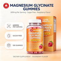 Gummies de glycinate de magnésium DEM en marque blanche 60 mg sans sucre, saveur framboise, 120 unités, pour l'humeur, la relaxation et le calme chez l'adulte, personnalisables