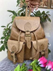 Sac à dos en cuir véritable fait à la main, sac à dos multi-usages, sacs d'école - Product Image 2