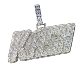 Personality Hip Hop Sterling Silver Moissanite <b>Name</b> Mosaic Alphabet Pendant for Men - Product Image 1