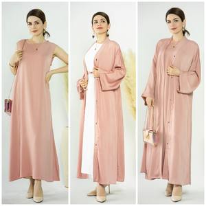 2023 Loriya Новая модная мусульманская женская атласная мусульманская одежда <span class=keywords><strong>2</strong></span> шт. летняя абайя - Product Image 2