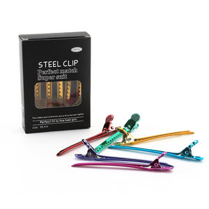Pinzas para extensiones de cabello, 12 unidades/caja, pinza de <span class=keywords><strong>pelo</strong></span> de cocodrilo de Metal amarillo a granel barata para teñir el cabello - Product Image 3