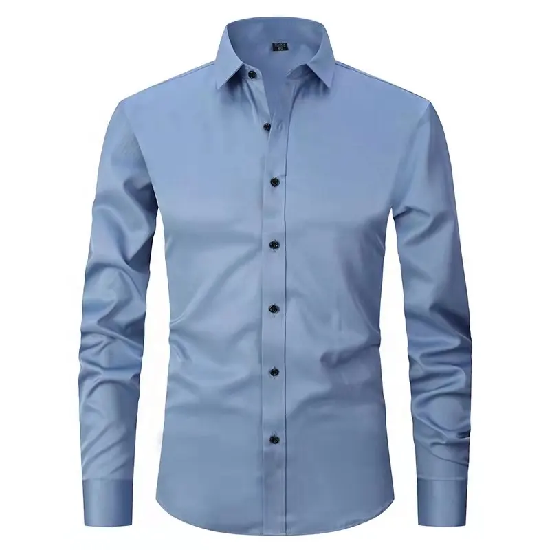 Popular cheap price white elastic bamboo cotton full sleeve formal social office men's business shirt