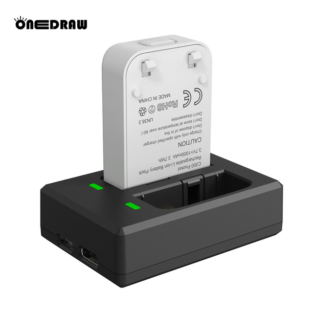 Onedraw Dual USB ABS Aluminum Alloy Battery Charger 2 Slots 5V/2A 3W SJCam C300 M20 Hero 13/12/11 Action Camera Universal