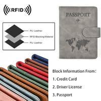 Patrón de mapa personalizable tacto suave PU cuero RFID bloqueo billetera de viaje cubierta de pasaporte Tarjetero con cierre