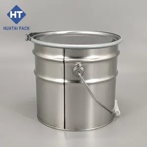 Balde de metal com tampa para recipiente químico de metal com logotipo personalizado
