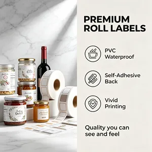 Self Adhesive Rectangular <b>Label</b> Roll Transparent Paper Quick Stick for Food Packaging Use - Product Image 2