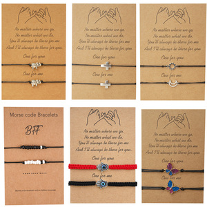 Bracelet en papier tressé à la main pour Couples, cordon tressé à la main, réglable, en forme d'éléphant, croix, papillon, <span class=keywords><strong>Distance</strong></span> - Product Image 4