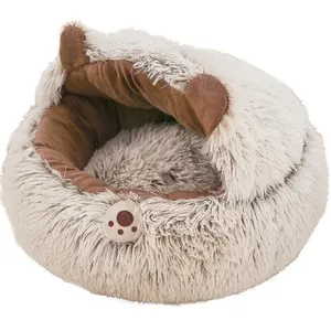 Cao cấp được bảo Hiểm Mèo giường hang mềm mịn mùa đông giữ ấm máy có thể giặt vòng sang trọng mèo giường