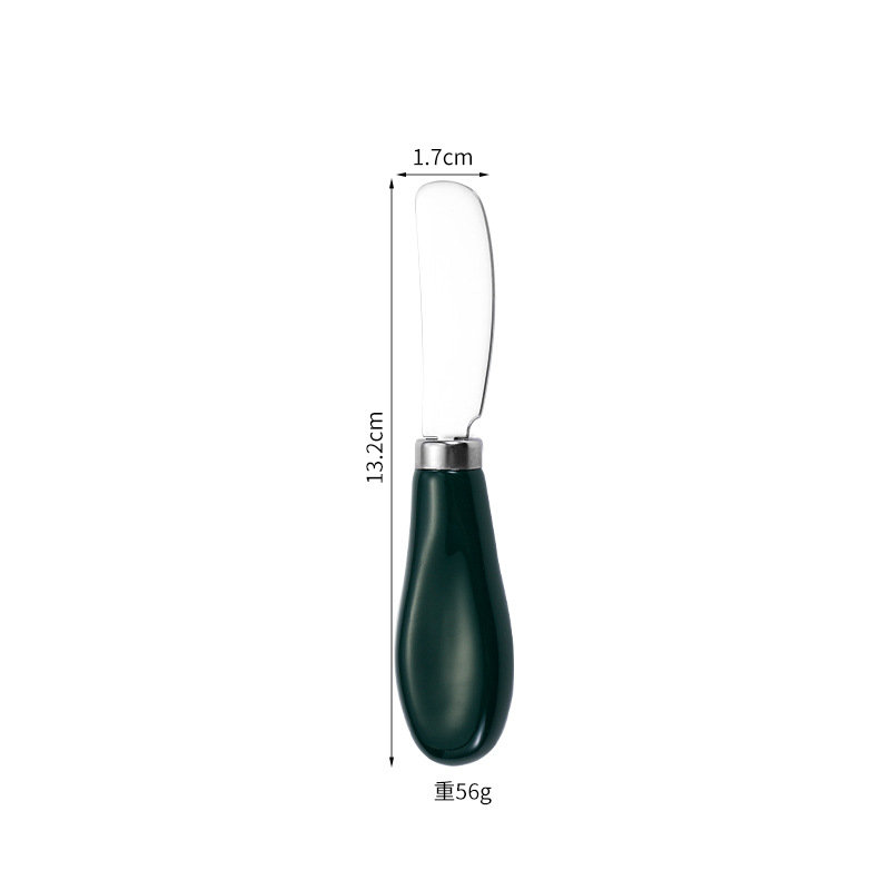 Cuchillo para mantequilla con mango de cerámica verde oscuro, acero 430.