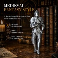 Figurine de couple de chevaliers en armure médiévale, statues imprimées en 3D, décoration de bibliothèque, style vintage