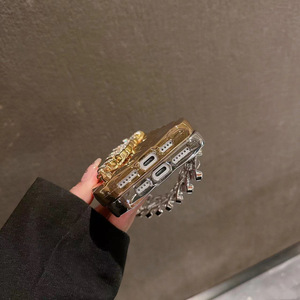 Ốp điện thoại hình thoi mạ vàng sang trọng, đính đá, có dây đeo, công nghệ mạ điện dành cho <span class=keywords><strong>iPhone</strong></span> X XR 11 11PM 12 13 14 15 - Product Image 3