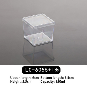 Grande Coppetta Monouso in Plastica PS Quadrata da 150mL, Parete Singola Trasparente con Rivestimento UV, Diametro 60mm, Nove Scomparti per Mousse e Dessert, Ideale per Tè e Latte - Product Image 5