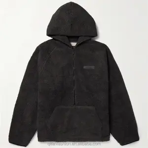 Özel retro stilleri kazak örgü astar yarım zip polar sherpa hoodie erkekler için