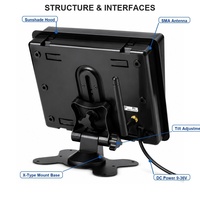 Moniteur de véhicule sans fil 4 canaux 7 pouces avec détection d'angle mort par IA, écran IPS 9-36V pour camions et engins de construction