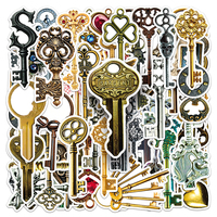 50 autocollants décoratifs créatifs en vinyle imperméable à l'eau, motif clé vintage antique, vente directe usine, pour scrapbooking et murs