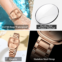 POEDAGAR 783 Montre de luxe en or rose pour femmes, montres à quartz en acier inoxydable, étanches, lumineuses, montres pour femmes