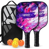 Raquette de pickleball en fibre de verre avec grip antidérapant, décor Nebula Swirl, épaisseur 13,5 mm, ensemble complet d'accessoires pour pickleball