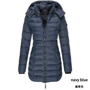 Nouveau femmes à capuche Parkas hiver chaud mode manteaux couleur unie coton vestes <span class=keywords><strong>femme</strong></span> <span class=keywords><strong>mi</strong></span>-long mince fermeture éclair Streetwear - Product Image 2