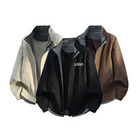 Veste décontractée pour homme grande taille (M-8XL) avec logo personnalisé, fermeture éclair, patchwork à carreaux, col montant, 100 % polyester, coupe ample