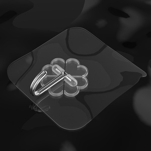 Metal PVC Hooks Single-Tier Self-Adhesive Transparent Wall-Mounted for Bathroom Kitchen <b>Living</b> Room Material - Product Image 5