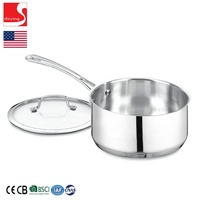 SY-Kitchenware Casserole en acier inoxydable 2QT poignée de marmite avec couvercle en verre Silicone rester frais 16 20cm lait pièce unique