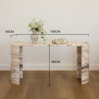 KUMUSI FURNITURE Table console moderne en marbre naturel pour la décoration de l'appartement et de la maison