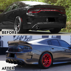 Honghang xe khuếch tán cho 2015 2023 Dodge sạc Quad xả phía sau khuếch tán cho Dodge sạc phía sau Lip ABS Chất liệu Matte Đen - Product Image 2