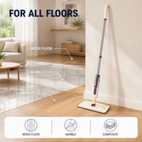 Serpillère pulvérisatrice 400 ml avec réservoir intégré, pulvérisation et lavage en une seule passe, manche en acier durable, tampon en microfibre robuste, trou de suspension pour un rangement facile à la maison