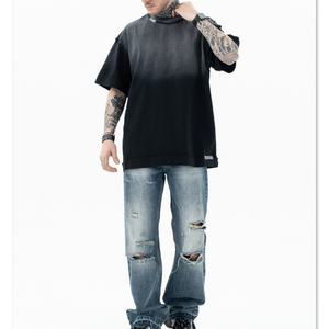 Camiseta de Manga Corta Vintage con Lavado Degradado Estilo Americano de Alta Calidad Personalizada 2024 para Hombre y Mujer - Product Image 3