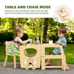 3 In 1 Wooden Kids <b>Step</b> <b>Stool</b> With Chalkboard For Toddlers 2-4 Years Multifunctional <b>Foldable</b> High Chair Booster Seat - Product Image 5