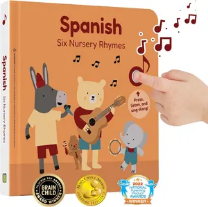 Libro sonoro interattivo per bambini che imparano canzoni spagnole con divertenti macchine per l'apprendimento