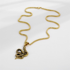 Collar con Colgante de Serpiente de Acero Inoxidable Plateado que No se Desvanece, con Cadena de Cuerda para Boda, Compromiso, Aniversario - Product Image 5