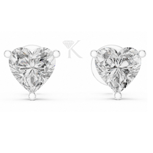 ต่างหูเพชรทรงหัวใจแบบเต็มเม็ด ประดับด้วยตัวเรือนเงิน 3 ขา พร้อมตัวล็อคแบบเกลียว หรูหรา สง่างาม เรียบง่าย - Product Image 3