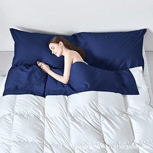 Sac de couchage Woqi type enveloppe, bleu foncé, polyester 930g, respirant, pour adultes, voyage, camping, avec sac de transport - Product Image 2