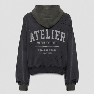 Sudadera con Capucha de Felpa Francesa OEM, Estilo Desgastado por el Sol, Hombros Caídos, Corte Holgado, Estilo Urbano, Alta Calidad, Logotipo Personalizado, Sudadera para Hombre - Product Image 2
