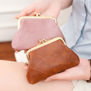 Retro doppio strato <span class=keywords><strong>clip</strong></span> sul portafoglio della moneta, mini borsa di stoccaggio della moneta di cuoio delle donne, piccolo portafoglio alla moda di colore solido - Product Image 5