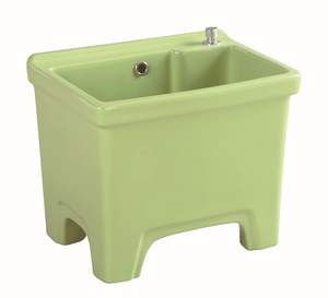 Lavabo sur pied rectangulaire en céramique écologique moderne avec évier ovale et drain pour villa, hôtel, hôpital, appartement - Garantie de 3 ans - Product Image 6