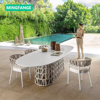 Ensemble de meubles d'extérieur modernes en alliage d'aluminium, table et chaises, résistant aux UV, imperméable, durable, capacité 4 personnes
