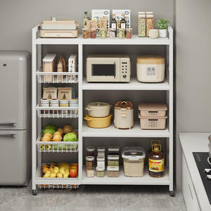 Mobile Four-Tier Metal <strong>Storage</strong> Rack Organizer Corner Kitchen Hardware Cabinet Vegetable Fruits Trolley Baskets <strong>Microwave</strong> <strong>Storage</strong> - Product Image 3