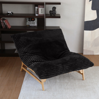 Fauteuil inclinable de salon ATUNUS, style nordique minimaliste, en velours côtelé doux, compressé sous vide, noir