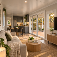 Maison conteneur extensible moderne de 20 pieds avec fenêtres panoramiques, petite maison confortable pour jardin, idéale pour location Airbnb et vacances