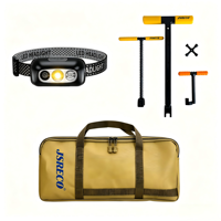 Kit d'outils manuels pour compteurs d'eau 5 pièces, lampe frontale LED 300LM, outil de fermeture extensible 17"-29", crochet de manhole, clé utilitaire 4 voies (OEM)