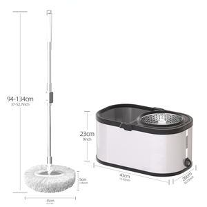 BASSFLY Factory, venta al por mayor, cesta de acero negro, juego de barril de fregona, fregona giratoria de presión manual de Doble accionamiento - Product Image 2