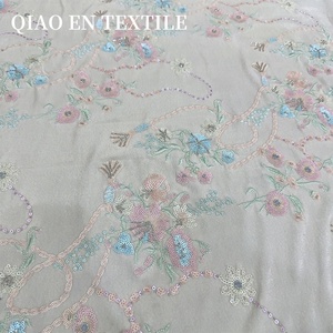 Textile tissé robuste haut de gamme pour les hauts de bricolage Cheongsam vêtements pour garçons à usage domestique-tissu à paillettes brodé floral - Product Image 4