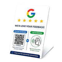Support Google Review avec puce NFC préprogrammée et code QR, en PVC, design étanche pour comptoir, pour la collecte de commentaires clients professionnels sur bureau/table