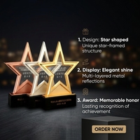 Trophée en cristal professionnel en forme d'étoile à cinq branches, gravure laser personnalisée, logo et lettrage, technique de polissage, impression gratuite DIY