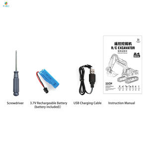 Excavatrice télécommandée HongZheng 11CH à l'échelle 1:20, <span class=keywords><strong>jouet</strong></span> en alliage, engin de construction, <span class=keywords><strong>bras</strong></span> <span class=keywords><strong>hydraulique</strong></span> rotatif à 680°, 2,4 GHz, 3,7 V, RC - Product Image 5