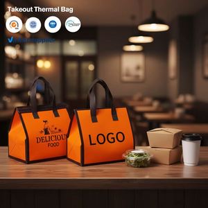 Customize logo Disposable Thermal Food Insulated Takeout Alu Foil Lined Nonwoven Cooler Bag for Hot Cold Food Takeaway Bags - Product Image 1